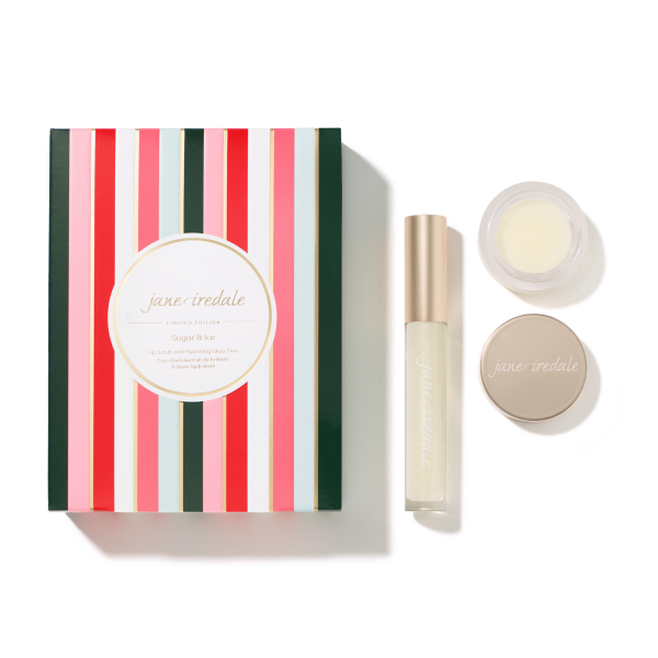 jane iredale Sugar & Ice Lip Scrub and Hydrating Gloss Duo rinkinys lūpų priežiūrai