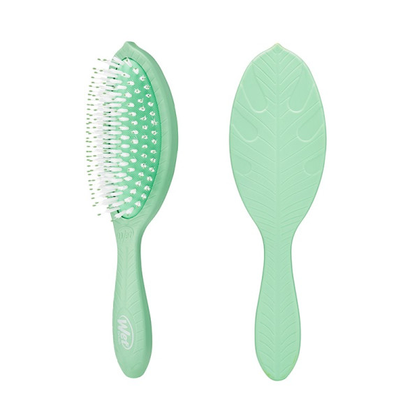 WETBRUSH GO GREEN™ TREATMENT & SHINE plaukų šepetys su sintetiniais šereliais ir natūraliais aliejais, žalias