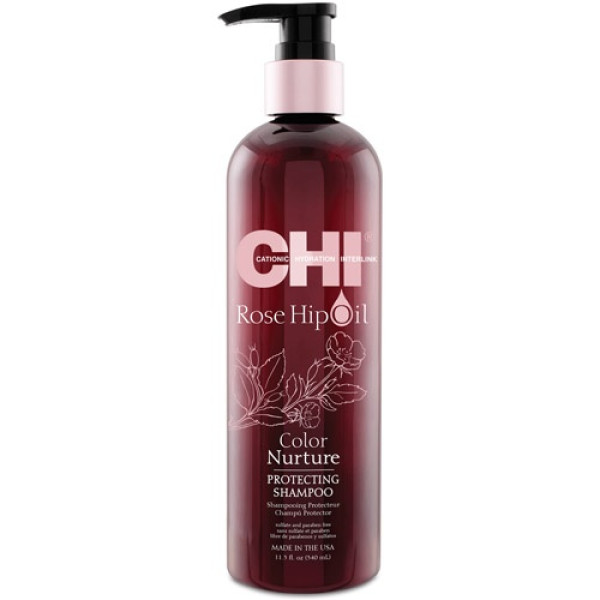 CHI Rose Hip Oil šampūnas dažytiems plaukams su erškėtuogių aliejumi, 739 ml