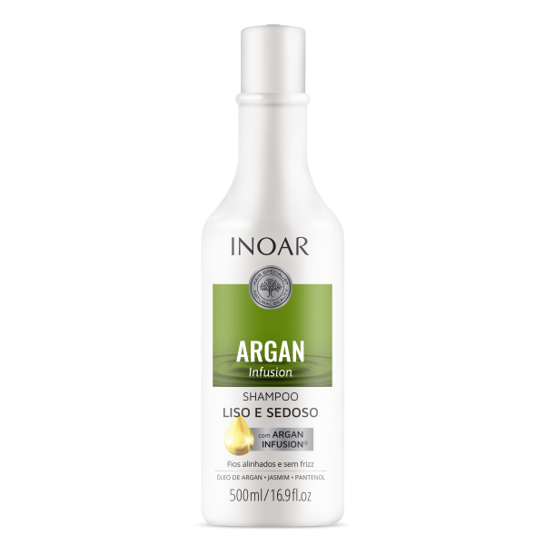 INOAR Argan Infusion Smooth and Silky Shampoo - glotnių ir švelnių plaukų šampūnas, 500 ml