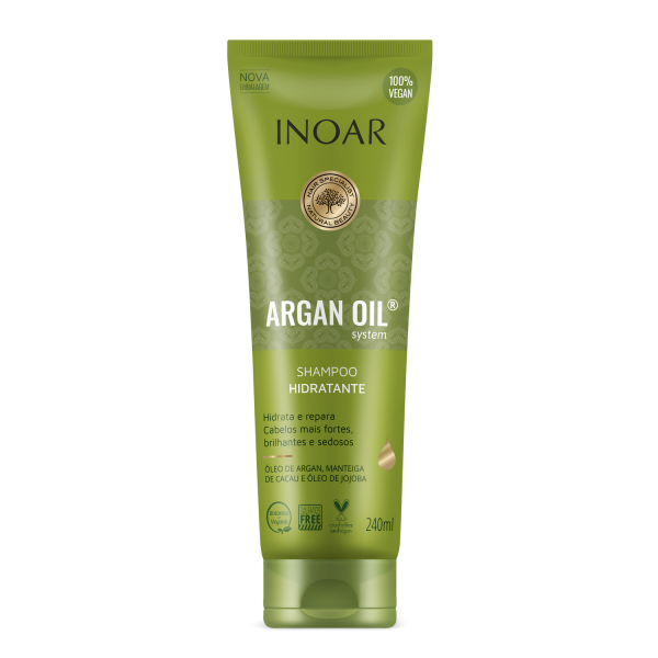 INOAR Argan Oil Shampoo intensyviai drėkinantis šampūnas su Argano aliejumi, 240 ml