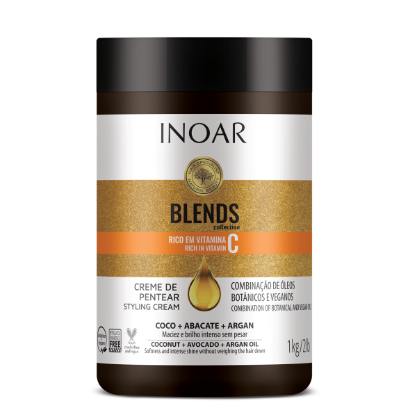 INOAR Blends Styling Cream - plaukų formavimo kremas su vitaminu C, 1000 g