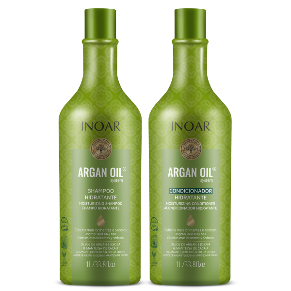 INOAR Argan Oil Duo Kit - intensyviai drėkinantis rinkinys su Argano aliejumi, 2x1000 ml