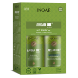 INOAR Argan Oil Duo Kit - intensyviai drėkinantis rinkinys su Argano aliejumi, 2x250 ml