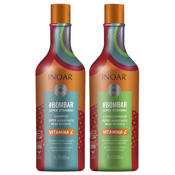 INOAR #Bombar Super Vitamin Duo Kit rinkinys praturtintas vitaminais (šampūnas, 1000 ml, kondicionierius, 1000 ml)
