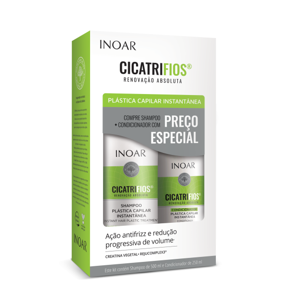 INOAR CicatriFios Duo Kit rinkinys atkuriantis plauko struktūrą (šampūnas, 500 ml, kondicionierius, 250 ml)