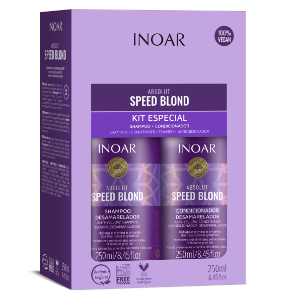 INOAR Speed Blond Duo Kit - priemonių rinkinys šviesiems plaukams, 2x250 ml