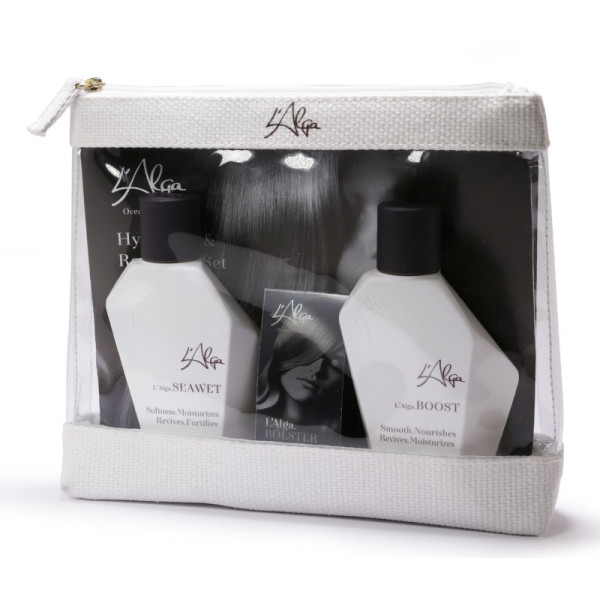 L'Alga Travel Bag plaukų priežiūros priemonių rinkinys (šampūnas, kondicionierius, losjonas)