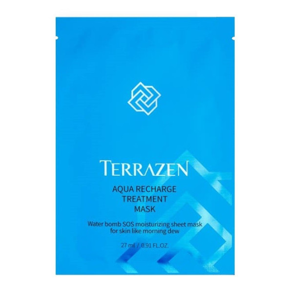 Terrazen Aqua Recharge Treatment Mask lakštinė, drėkinanti veido kaukė sausai veido odai, 27 ml