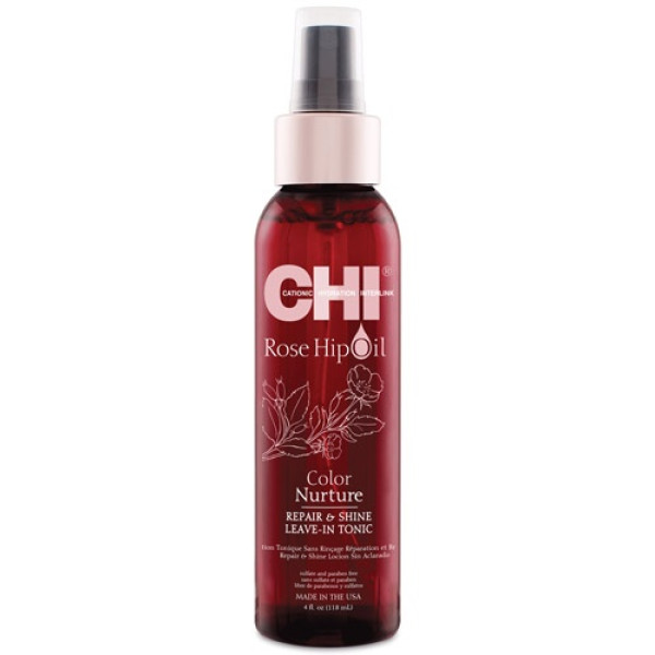 CHI Rose Hip Oil atkuriamasis ir spindesio suteikiantis nenuskalaujamas tonikas su erškėtuogių aliejumi, 118 ml