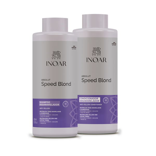 INOAR Absolut Speed Blond Duo Kit šampūno ir kondicionieriaus rinkinys šviesiems plaukams, 2 x 800 ml