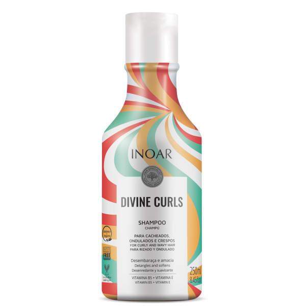 INOAR Divine Curls Duo Kit šampūnas garbanotiems ir banguotiems plaukams, 250 ml