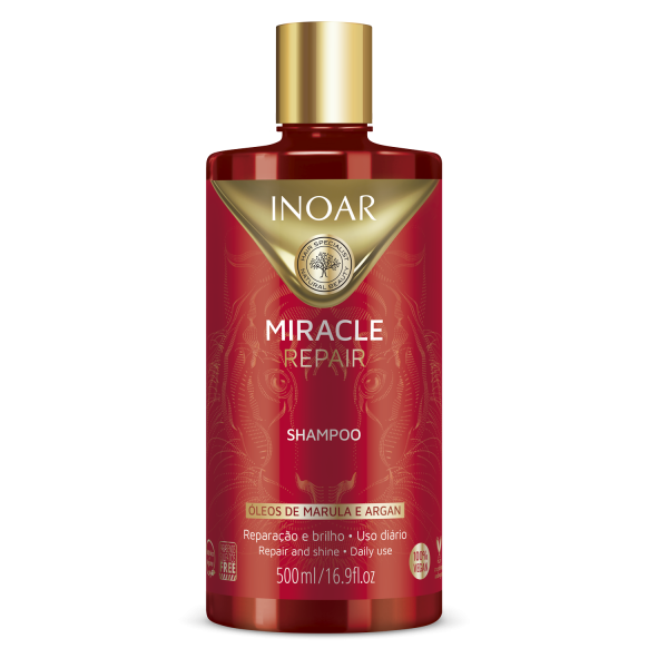 INOAR Miracle Repair Shampoo atkuriantis blizgesio suteikiantis šampūnas, 500 ml
