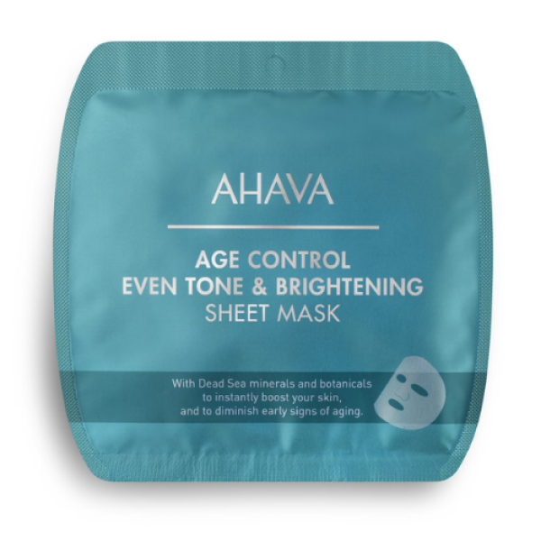 AHAVA Age Control Even Tone & Brightening Sheet Mask odos toną vienodinanti ir šviesinanti lakštinė veido kaukė, 1 vnt