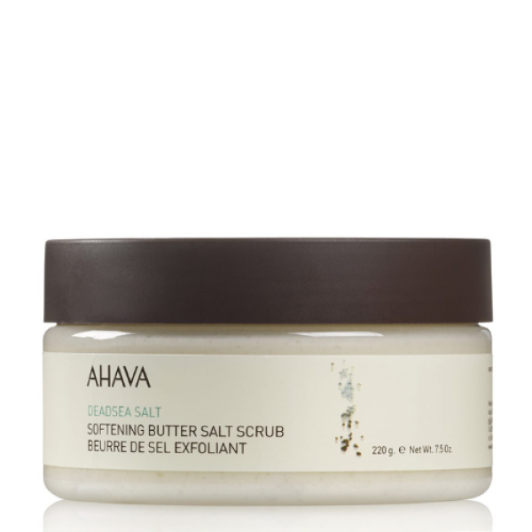 AHAVA Softening Butter Dead Sea Salt Scrub minkštinamasis sviestinis druskos šveitiklis, 220 g