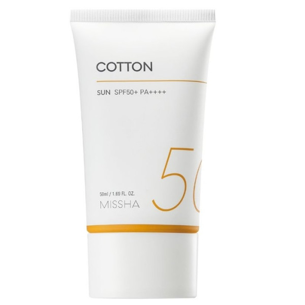 Missha All Around Safe Block Cotton Sun SPF 50+ matinį efektą suteikiantis veido kremas nuo saulės, 50 ml