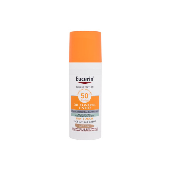 Eucerin Sun Oil Control Tinted Sun Gel Cream SPF 50+ kremas nuo saulės, atspalvis: Medium, 50 ml