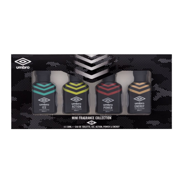 UMBRO Mini Fragrance Collection rinkinys vyrams (EDT Ice, 30 ml + EDT Energy, 30 ml + EDT Power, 30 ml + EDT Action, 30 ml)