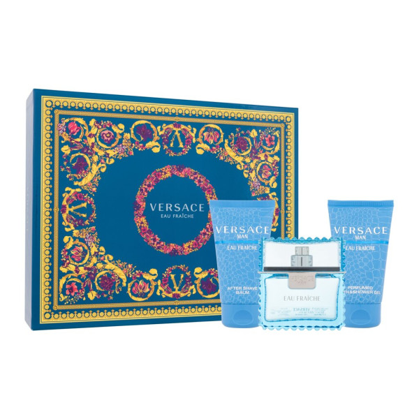 Versace Man Eau Fraiche rinkinys vyrams (EDT, 50 ml + dušo želė, 50 ml+ balzamas po skutimosi, 50 ml)