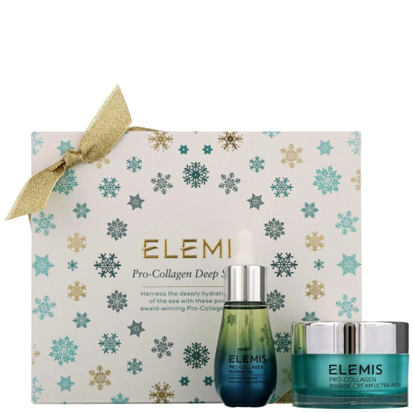 Elemis Pro-Collagen Deep Sea Duo set: Pro-Collagen Marine oil, 15 ml + Elemis Pro-Collagen Marine Ultra Rich cream, 30 ml + gift box