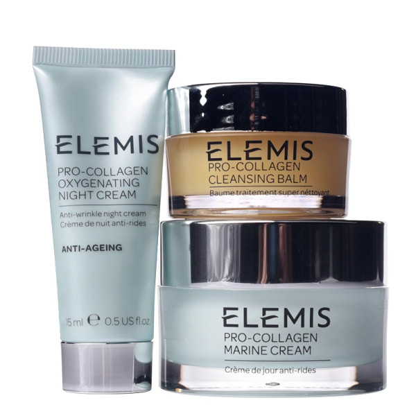 Elemis VIP kit: Elemis Pro-Collagen Oxygenating night cream, 15 ml + Elemis Pro-Collagen Marine cream, 30 ml + Elemis Pro-Collagen cleansing balm 20g