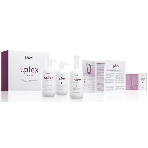 Lakme I.Plex Salon Kit: Premium Bond, 500 ml, Keratech I.Power, 500 ml, Dispenser, Pump, Application Guide, Hair Perfection 3x, 10 ml