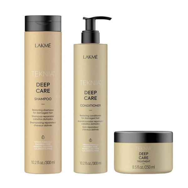 Lakme Tkn Retail Pack Deep Care: Shampoo, 300 ml + Conditioner, 300 ml + Treatment, 250 ml