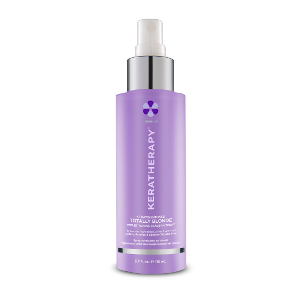 Keratherapy Keratin Infused Totally Blonde Violet Toning Leave-In Spray nenuplaunamas, atspalvius neutralizuojantis kondicionierius, 110 ml