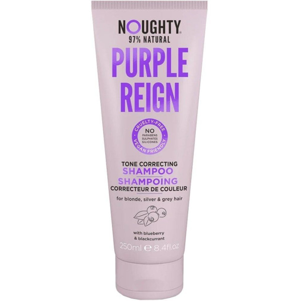 Noughty Purple Reign geltonus plaukų atspalvius koreguojantis šampūnas su mėlynių ir juodųjų serbentų ekstraktais, 250 ml