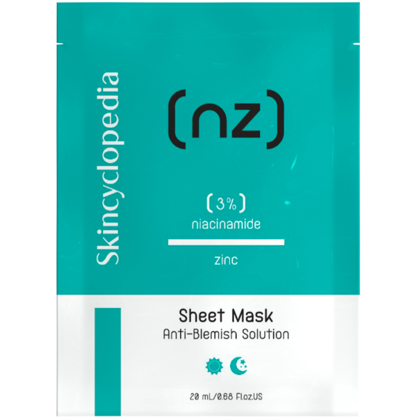 Skincyclopedia Sheet Mask Anti-Blemish Solution lakštinė veido kaukė riebiai odai su niacinamidu ir cinku, 1 vnt.