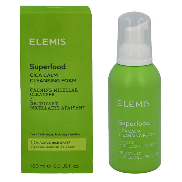 Elemis Superfood CICA Calm Cleansing Foam odą raminančios ir giliai valančios putos, 180 ml