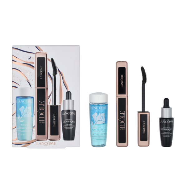 Lancome Lash Idole Mascara Set rinkinys (blakstienų tušas, 8 ml + akių makiažo valiklis, 30 ml + serumas-koncentras, 10 ml)