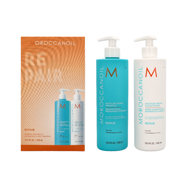 Moroccanoil Moisture Repair Shampoo & Conditioner Set plaukų priežiūros rinkinys (šampūnas, 500 ml + kondicionierius, 500 ml)