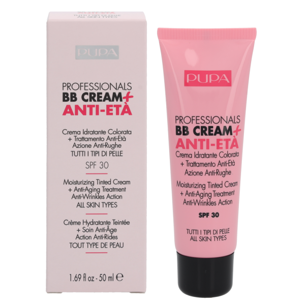 Pupa Milano PROFESSIONAL BB CREAM + ANTI-ETA' BB kremas, atspalvis: 001 Nude, 50 ml