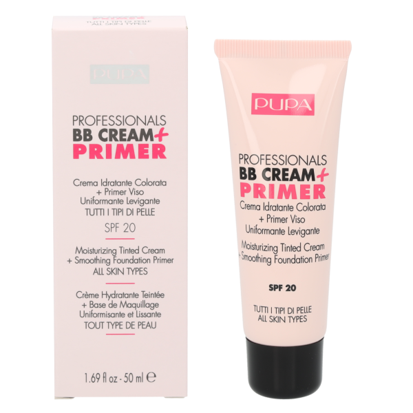 Pupa Milano Pupa Pupa Professionals BB Cream + Primer SPF 20 BB veido kremas-makiažo pagrindas, atspalvis: 001 Nude, 50 ml