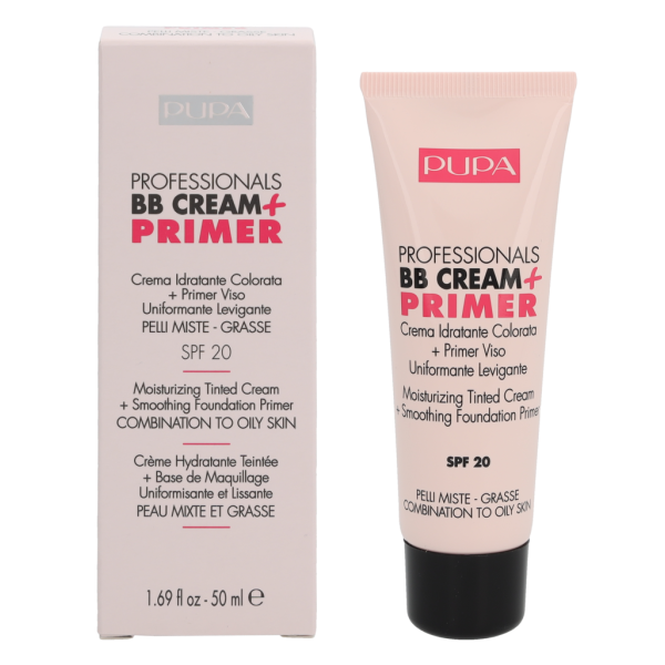 Pupa Milano Pupa Pupa Professionals BB Cream + Primer SPF 20 BB veido kremas-makiažo pagrindas, atspalvis: 001 Nude, 50 ml