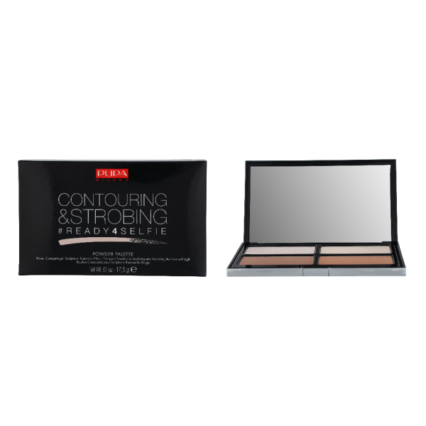 Pupa #READY4SELFIE Contouring & Strobing Powder Palette kontūravimo ir strobingo pudros paletė, atspalvis: 001-Light Skin, 17,5 g