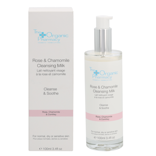 The Organic Pharmacy Rose & Chamomile Cleansing Milk valomasis veido pienelis, 100 ml