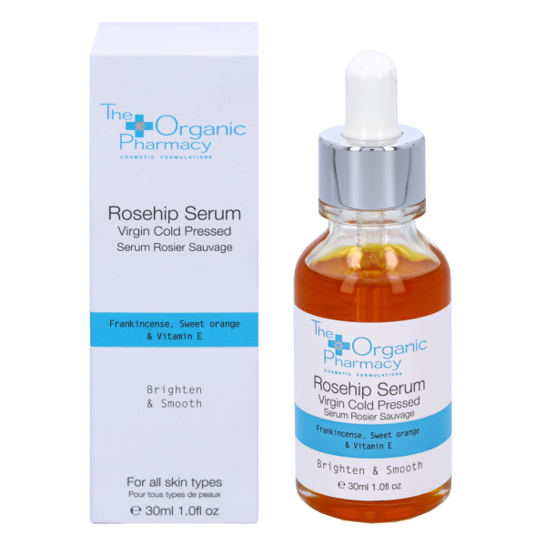 The Organic Pharmacy Virgin Cold Pressed Rosehip Serum veido serumas su erškėtuogių aliejumi, 30 ml