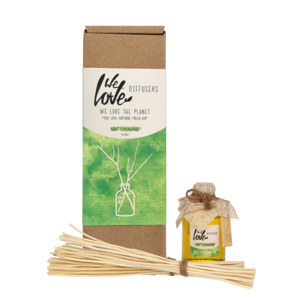 We Love The Planet Light Lemongrass 100% Essential Oil Diffuser namų kvapas su lazdelėmis, 50 ml