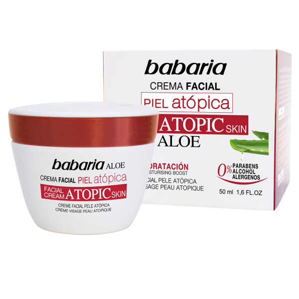 Babaria Aloe Vera Facial Cream Atopic Skin 0% veido kremas atopinei odai, 50 ml