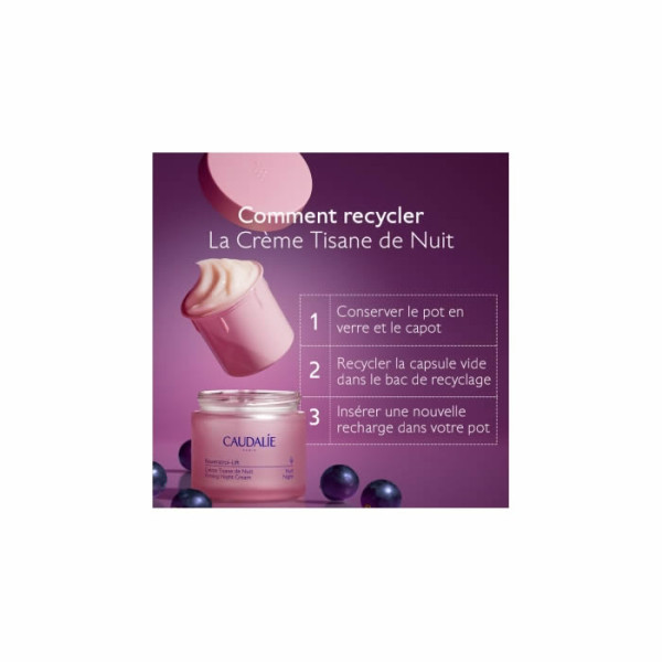 Caudalie Resveratrol- Lift Night Tisane Cream Refill naktinio veido kremo papildymas, 50 ml