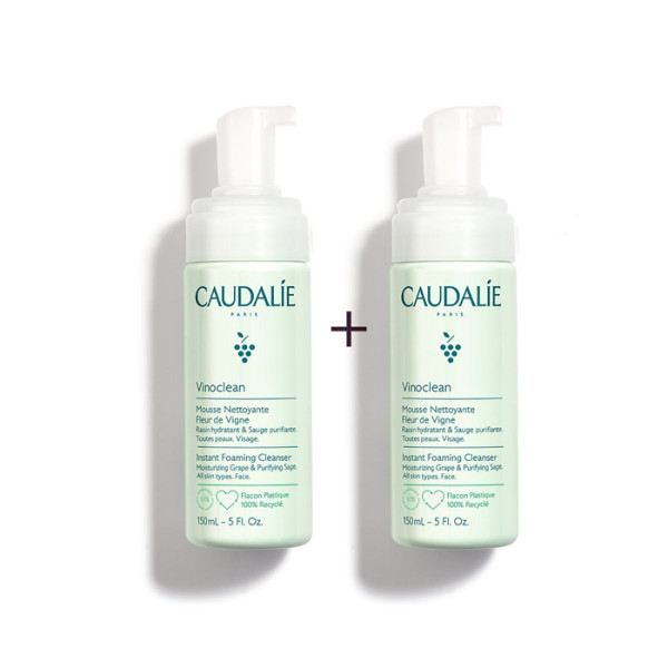 Caudalie Vinoclean Duo Instant Foaming Cleanser veido valomosios putos, 2 x 150 ml