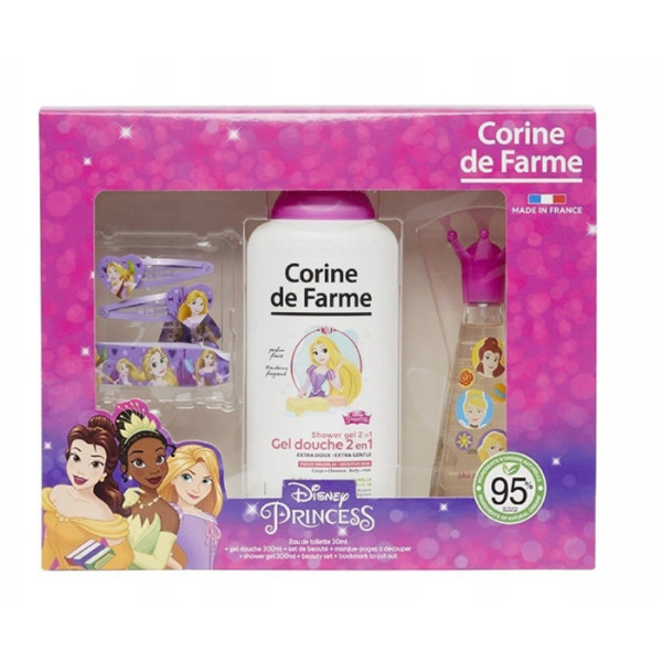 Disney Princess Corine De Farme dovanų rinkinys mergaitėms (EDT, 30 ml + dušo želė, 300 ml + plaukų segtukai + apyrankė)