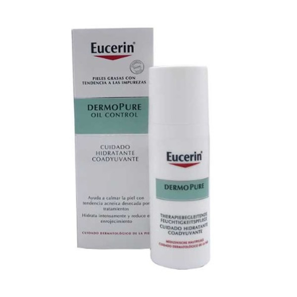 Eucerin Dermopure Oil Control Adjuvant Moisturizing Care drėkinamasis kremas į aknę linkusiai odai, 50 ml