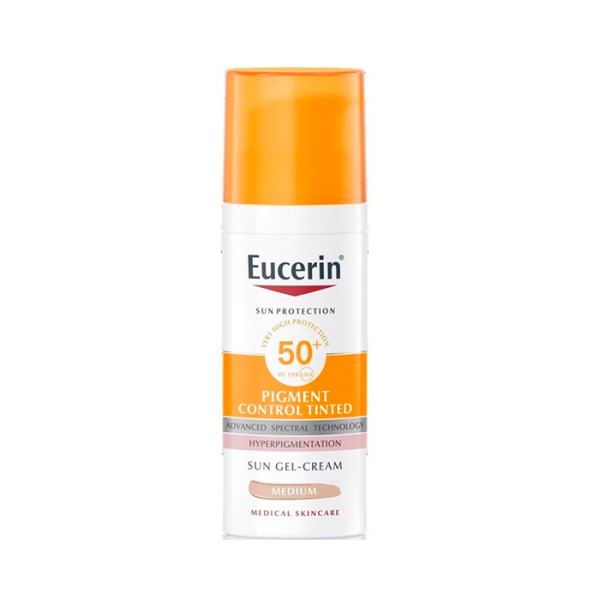 Eucerin Gel Cream Oil Control Colour Medium SPF 50+ gelinis kremas nuo saulės, 50 ml