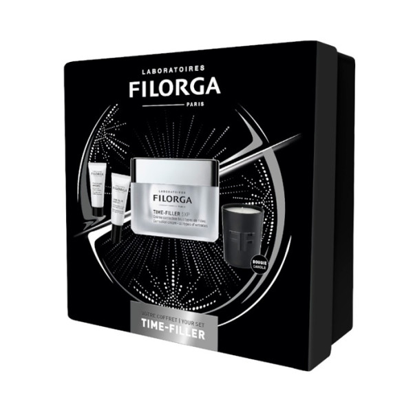 Filorga Time-Filler 5 XP veido priežiūros priemonių rinkinys  (veido kremas, 50 ml + paakių kremas, 4 ml + veido serumas, 7 ml + žvakė)