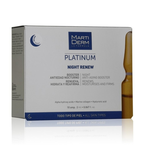 Martiderm Platinum Night Renew Ampoules atkuriamosios naktinės veido ampulės, 10 x 2 ml 