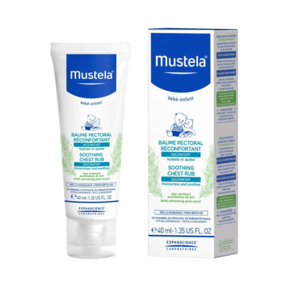 Mustela Bebe Soothing Chest Rub Cream raminamasis krūtinės kremas vaikams, 40 ml