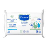 Mustela Organic Cotton Water Wipes ekologiškos medvilnės  drėgnos servetėlės su vandeniu, 60 vnt.